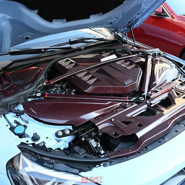 For BMW G87 M2 2023+ G82 M4 G80 M3 2021+ Red Carbon Engine Cover Trim Accessories