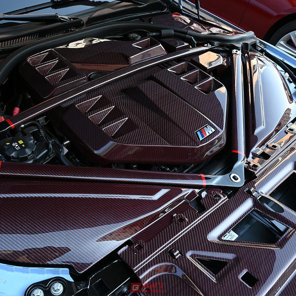 For BMW G87 M2 2023+ G82 M4 G80 M3 2021+ Red Carbon Engine Cover Trim Accessories