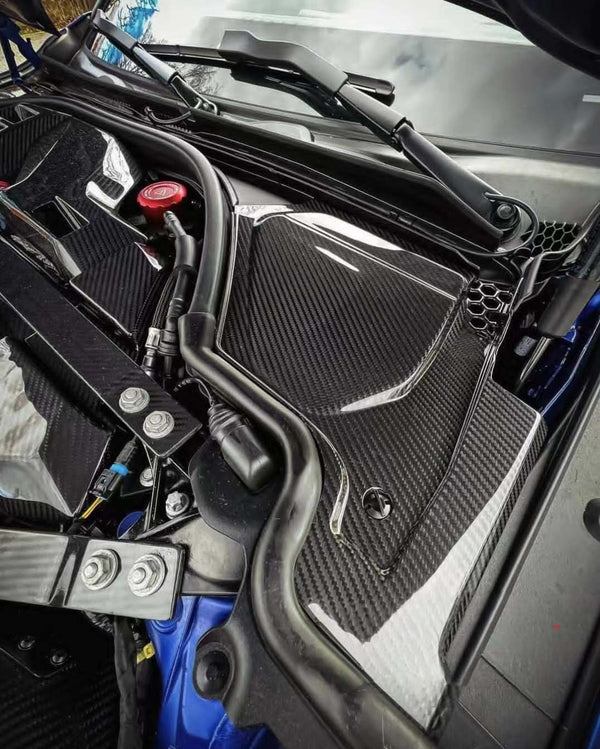For BMW G87 M2 G80 G81 M3 G82 M4 Dry Carbon Fiber Engine Top Corner Panels