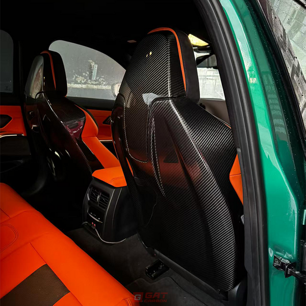 Dry Carbon Fiber Seat Back Cover Replacement Style For BMW M3 G80 X3M X4M X5M Interior Parts