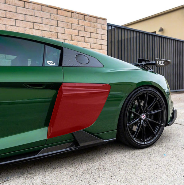 2PCS/Set Auto Accessoires For Audi R8 V10 2017-2023 Dry Carbon Fiber Side Blades Door FendersVent Cover Trims BodyKit