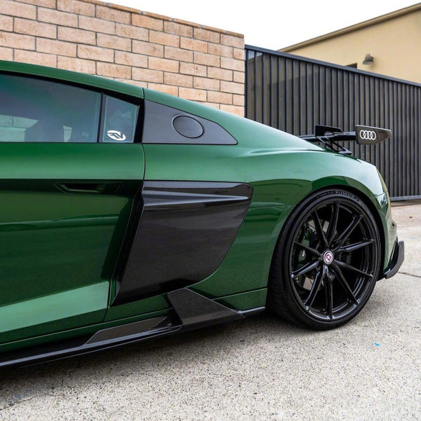 2PCS/Set Auto Accessoires For Audi R8 V10 2017-2023 Dry Carbon Fiber Side Blades Door FendersVent Cover Trims BodyKit