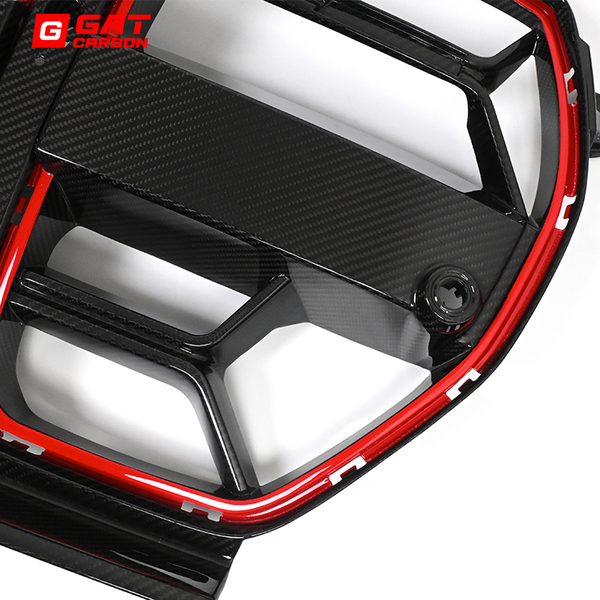 Dry Carbon Fiber Front Grille CLS Style With Red Edges For BMW M3 M4 G80 G82 G83 2021+
