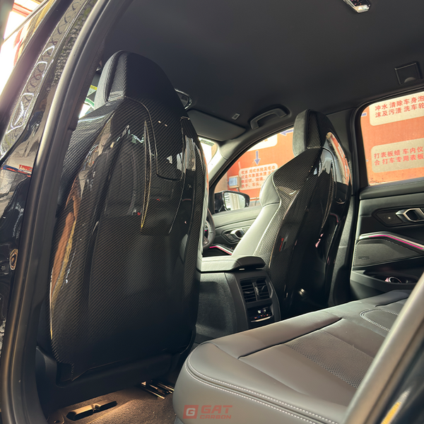 Dry Carbon Fiber Seat Back Cover Replacement Style For BMW M3 G80 X3M X4M X5M Interior Parts