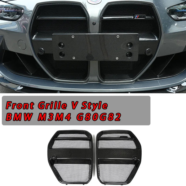 For BMW G80 G81 M3 G82 G83 M4 Real Carbon Fiber Front Grille V Style