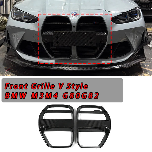 For BMW G80 G81 M3 G82 G83 M4 Real Carbon Fiber Front Grille V Style
