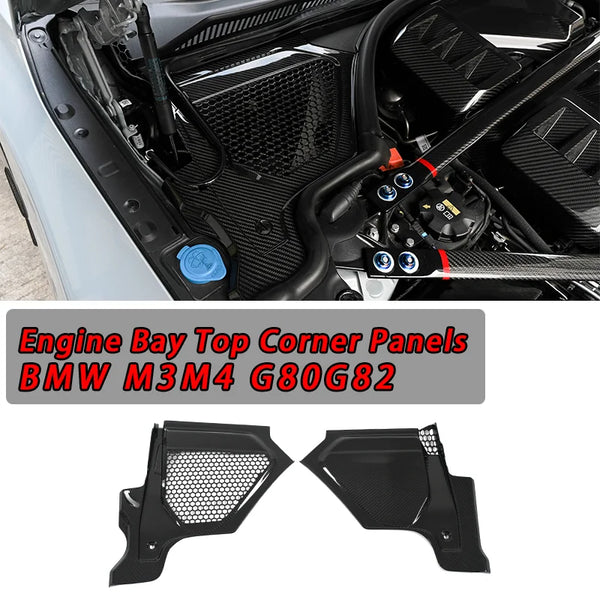 For BMW G87 M2 G80 G81 M3 G82 M4 Dry Carbon Fiber Engine Top Corner Panels