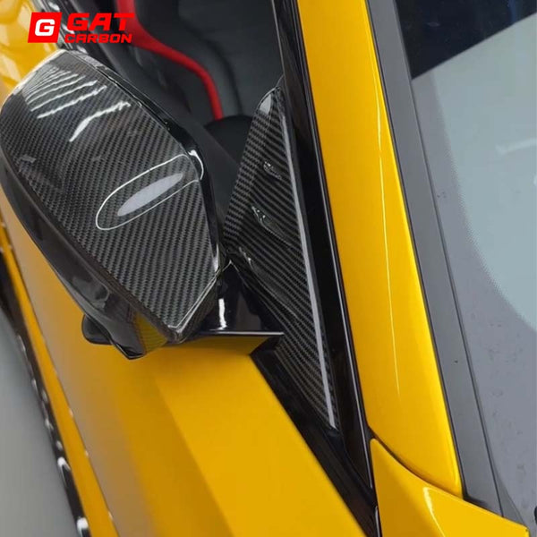 2PCS Car Mirror Caps Side Window Spoiler Triangle Cover Trim For BMW G87 M2 Dry Carbon Fiber Accessories