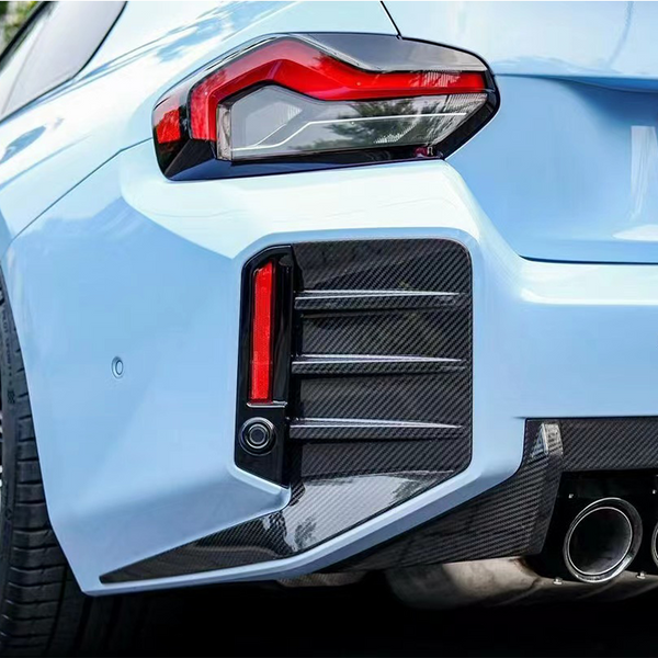Dry Carbon Fiber Rear Fog Light Cover Side Frame Set For BMW M2 G87 2023+