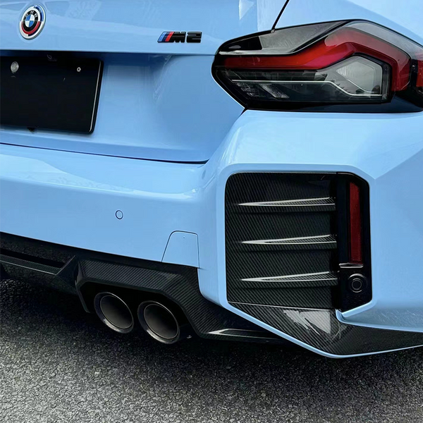 Dry Carbon Fiber Rear Fog Light Cover Side Frame Set For BMW M2 G87 2023+
