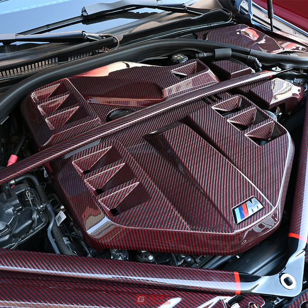 For BMW G87 M2 2023+ G82 M4 G80 M3 2021+ Red Carbon Engine Cover Trim Accessories
