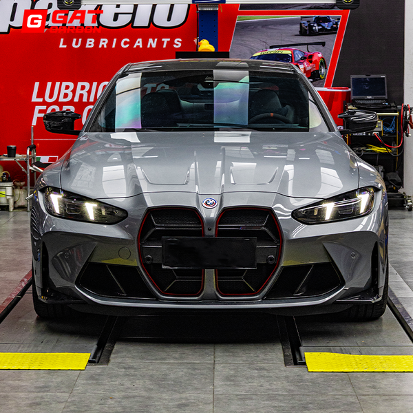Dry Carbon Fiber Front Grille CLS Style With Red Edges For BMW M3 M4 G80 G82 G83 2021+